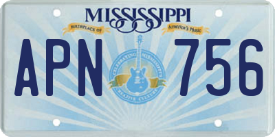 MS license plate APN756