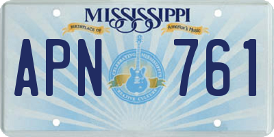 MS license plate APN761