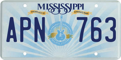 MS license plate APN763