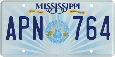 MS license plate APN764