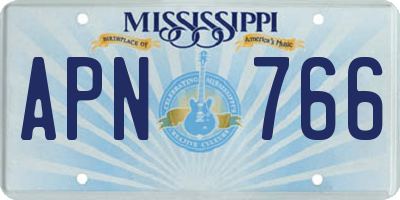MS license plate APN766