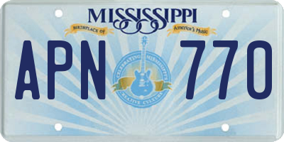 MS license plate APN770