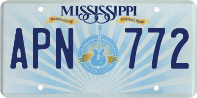 MS license plate APN772