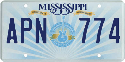 MS license plate APN774