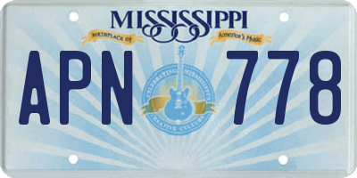 MS license plate APN778