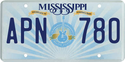 MS license plate APN780