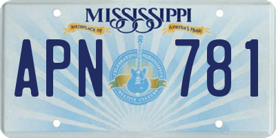 MS license plate APN781