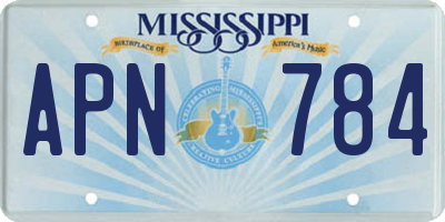 MS license plate APN784