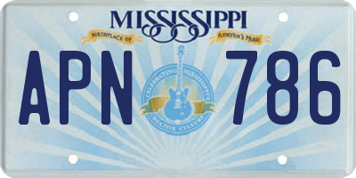 MS license plate APN786