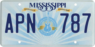 MS license plate APN787