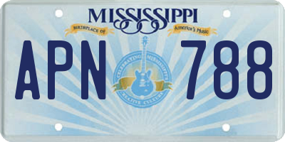 MS license plate APN788