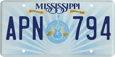 MS license plate APN794