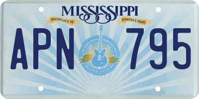 MS license plate APN795