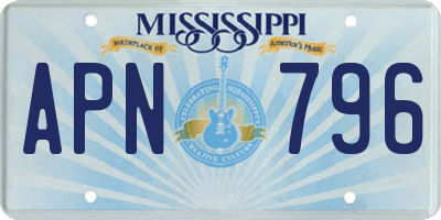 MS license plate APN796