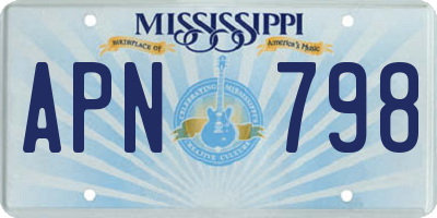 MS license plate APN798