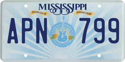MS license plate APN799