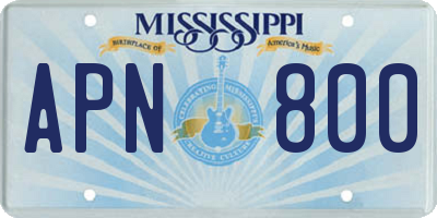 MS license plate APN800