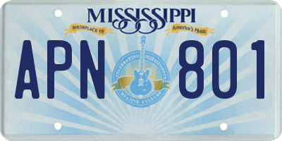 MS license plate APN801