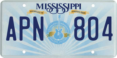 MS license plate APN804
