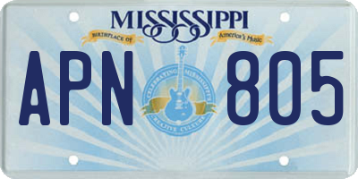 MS license plate APN805