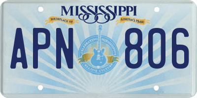 MS license plate APN806