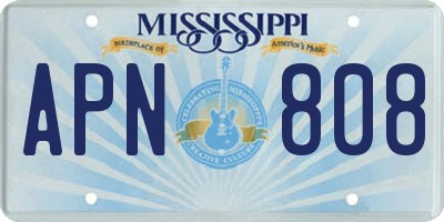 MS license plate APN808