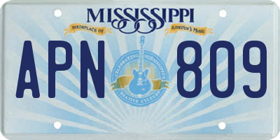 MS license plate APN809