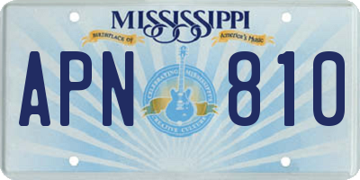 MS license plate APN810
