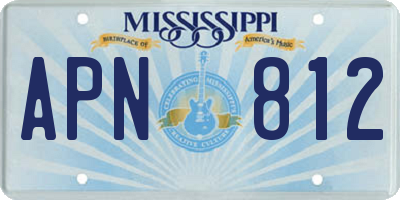 MS license plate APN812