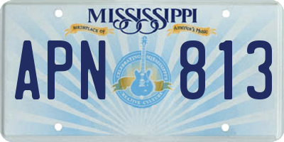 MS license plate APN813
