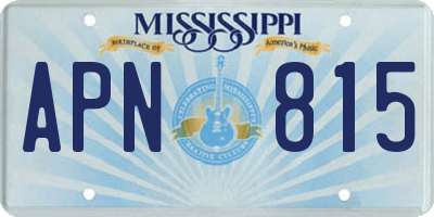 MS license plate APN815