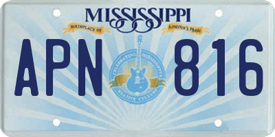 MS license plate APN816