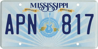 MS license plate APN817