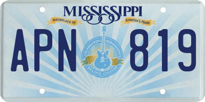 MS license plate APN819