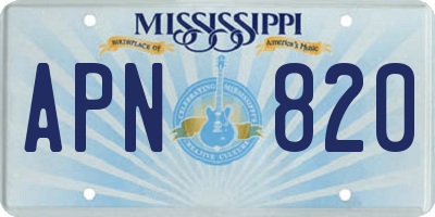MS license plate APN820