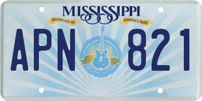 MS license plate APN821