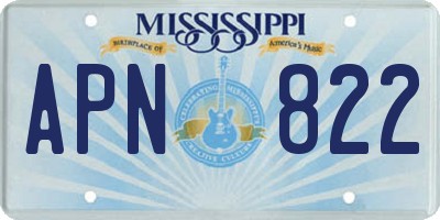 MS license plate APN822