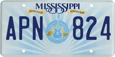 MS license plate APN824