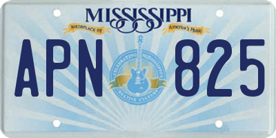 MS license plate APN825