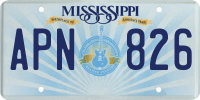 MS license plate APN826