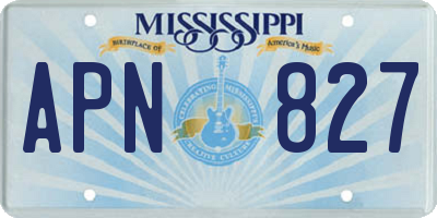 MS license plate APN827