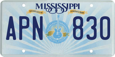MS license plate APN830