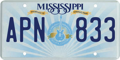 MS license plate APN833