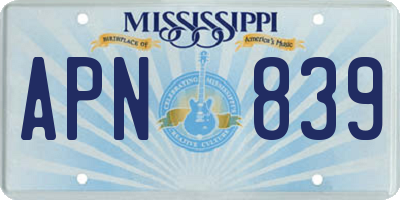 MS license plate APN839