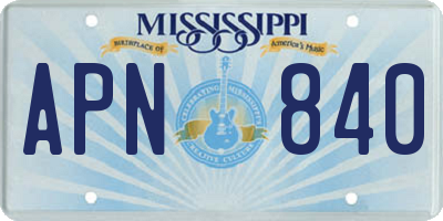 MS license plate APN840