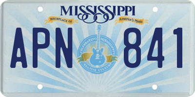 MS license plate APN841