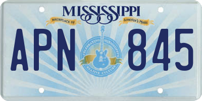 MS license plate APN845