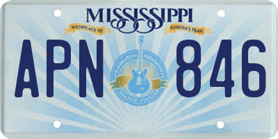 MS license plate APN846