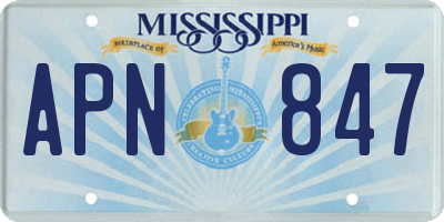 MS license plate APN847