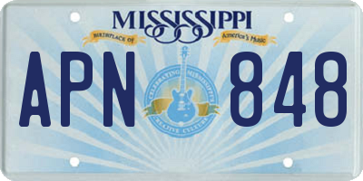 MS license plate APN848